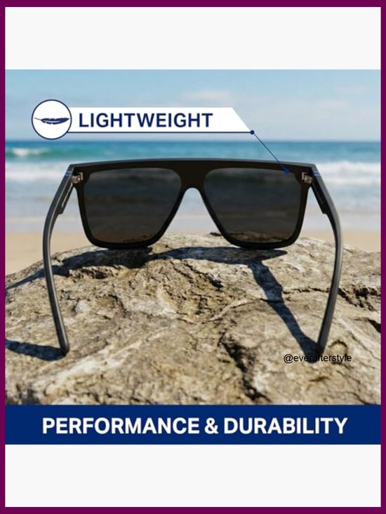 Polarized Sunglasses with Single-Lens Flat-Top Design, Matte Rubberized Frame